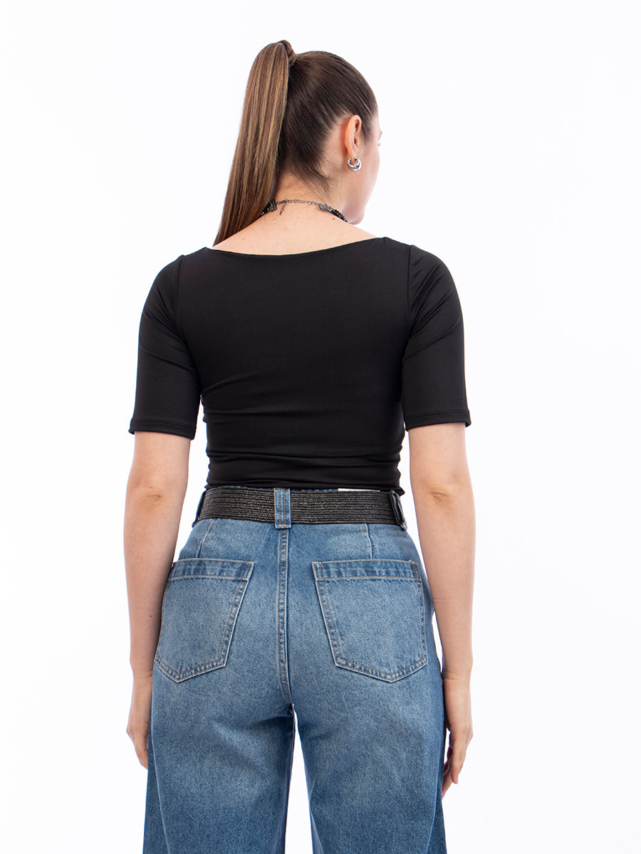 Body Básico Manga Corta Negro