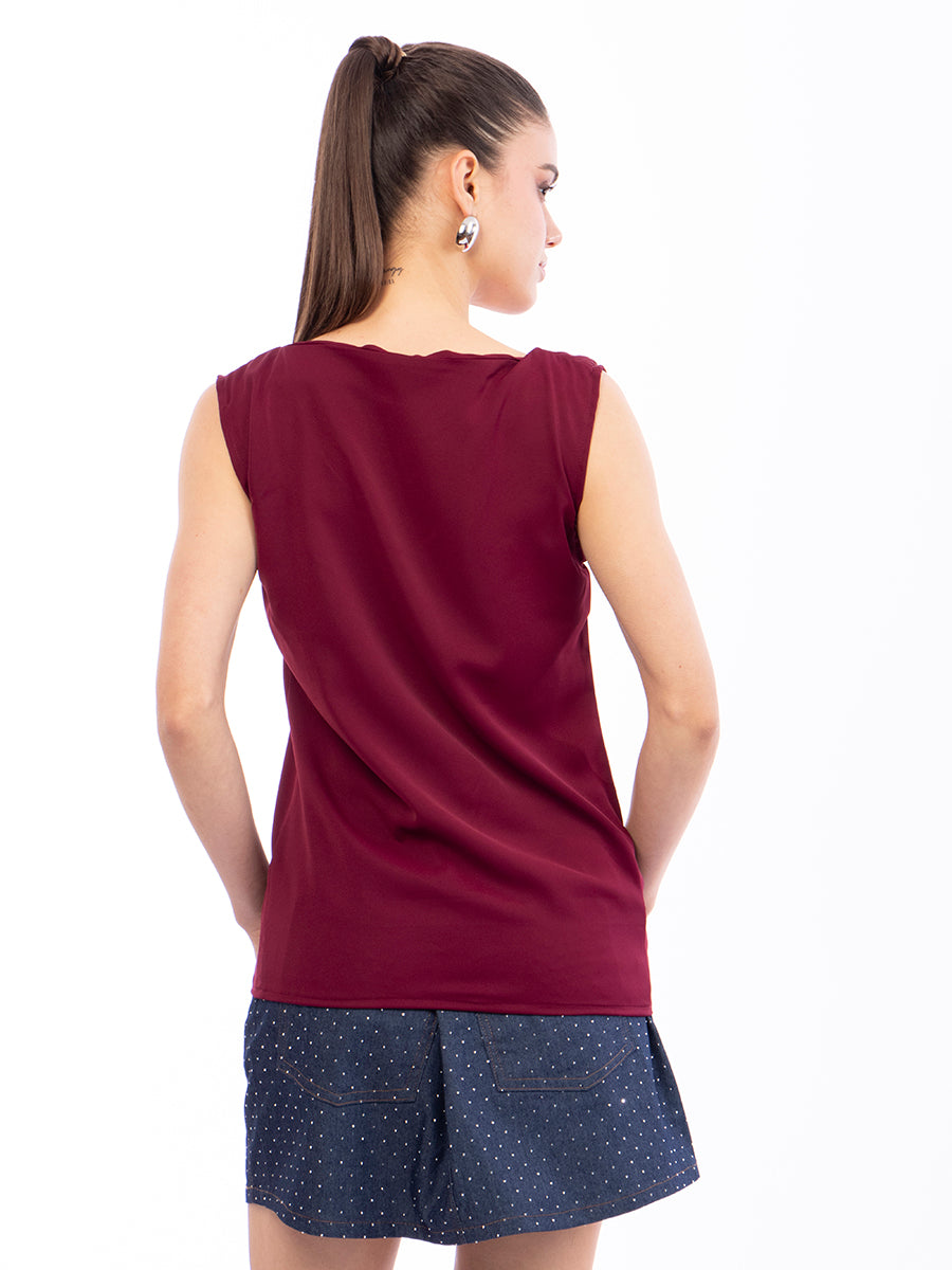 Blusa Básica Borgoña sin Mangas