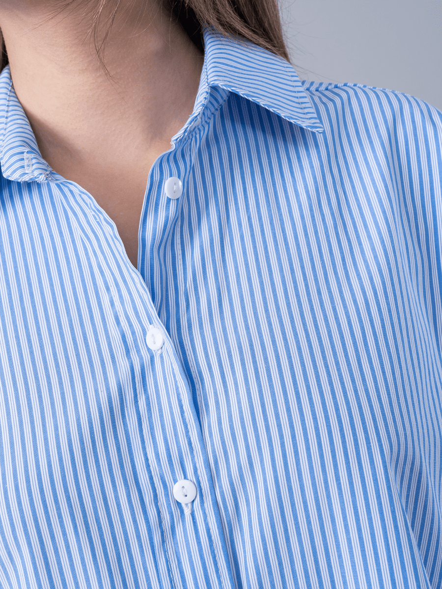 Camisa Josefina Básica Rayas Celeste - CAMISA de La Matier