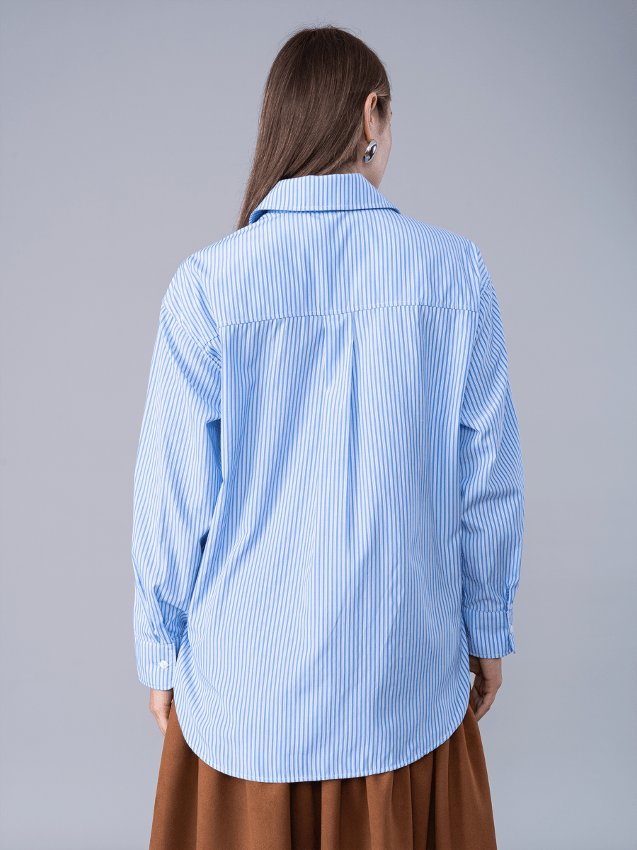 Camisa Josefina Básica Rayas Celeste - CAMISA de La Matier
