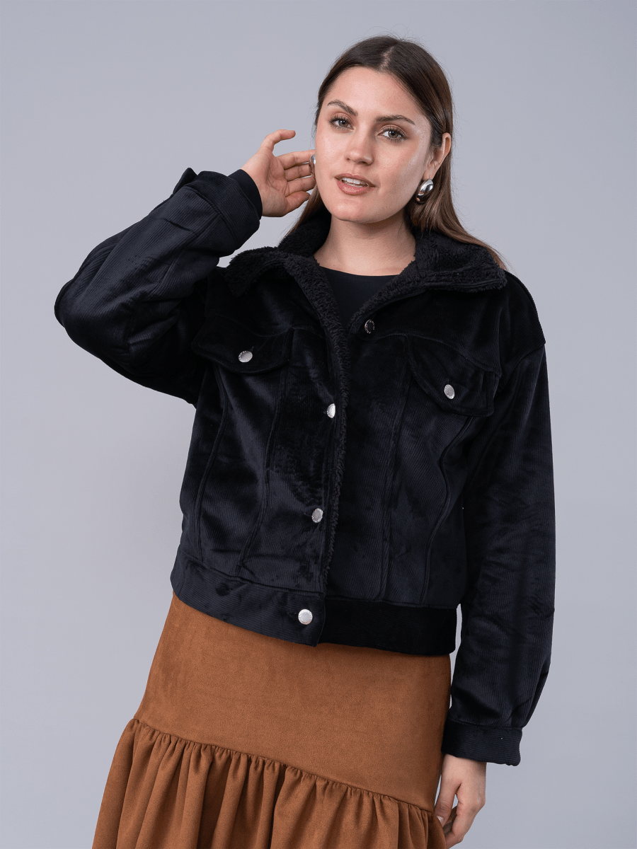 Casaca Corduroy Valentina Negro - CASACA de La Matier