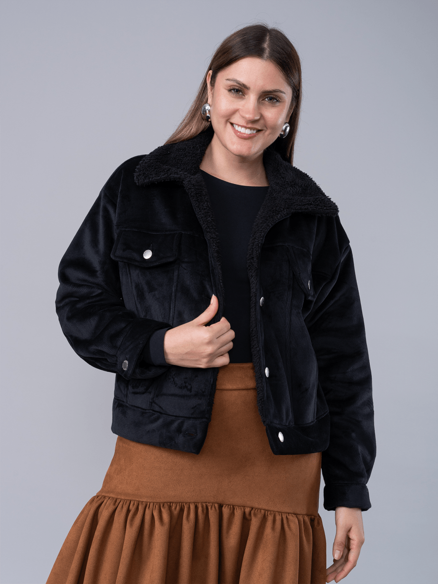 Casaca Corduroy Valentina Negro - CASACA de La Matier