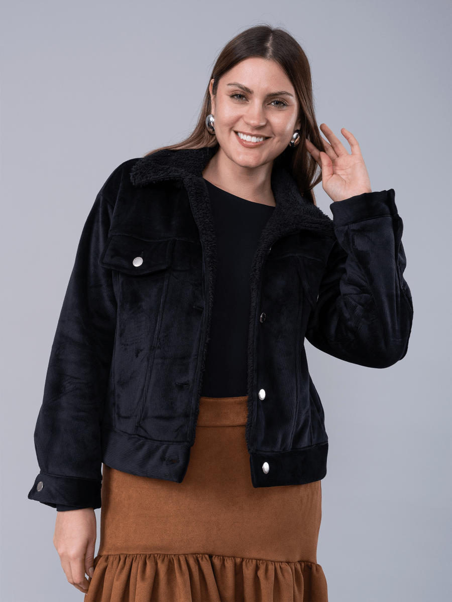 Casaca Corduroy Valentina Negro - CASACA de La Matier