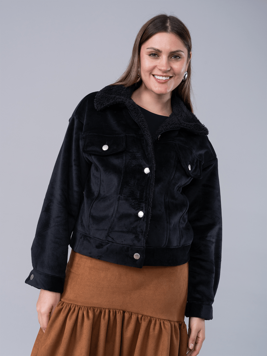 Casaca Corduroy Valentina Negro - CASACA de La Matier