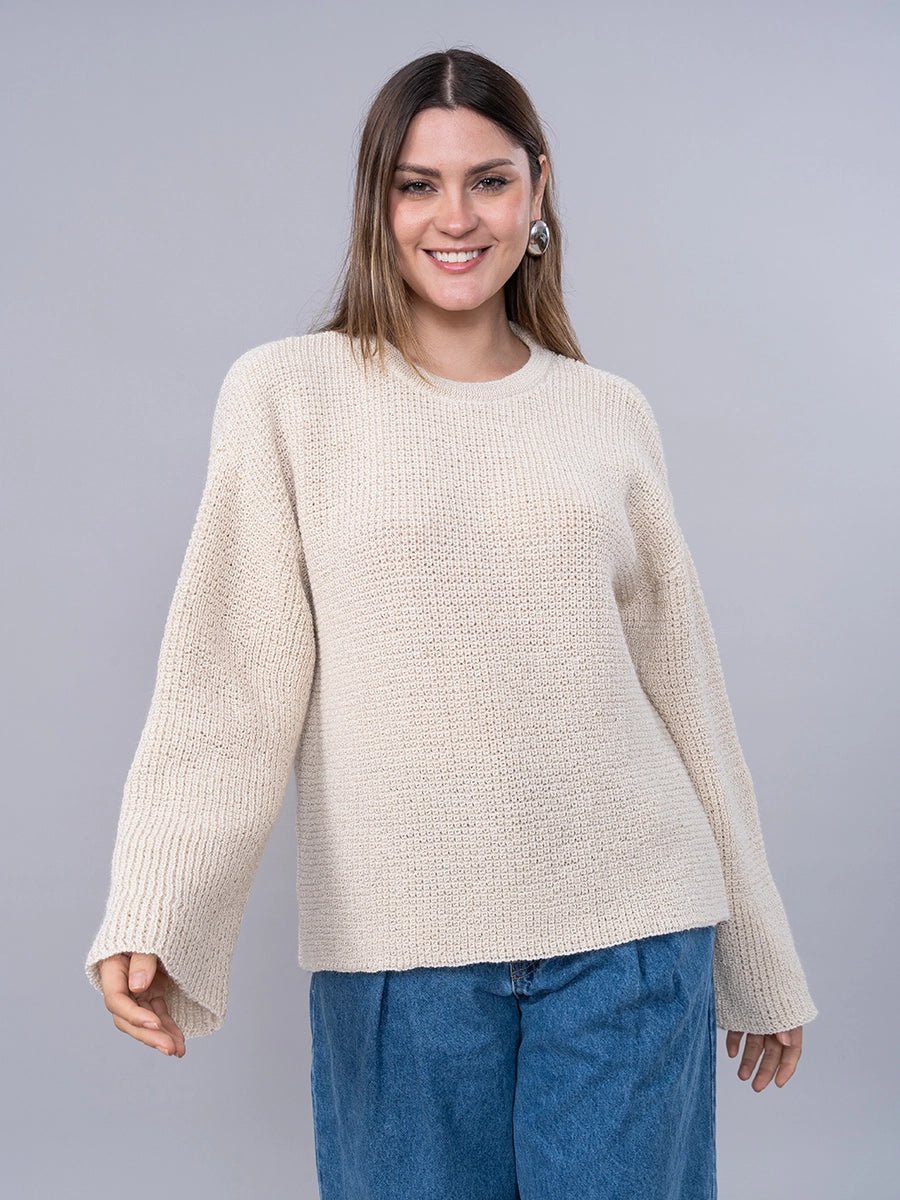 Chompa Tejida de Alpaca Beige - Chompa de La Matier