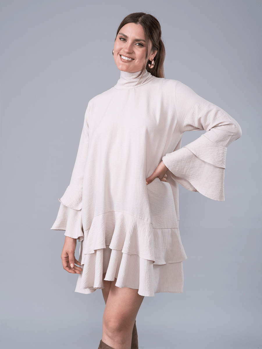 Vestido Corto Emilia Beige - Vestido de La Matier