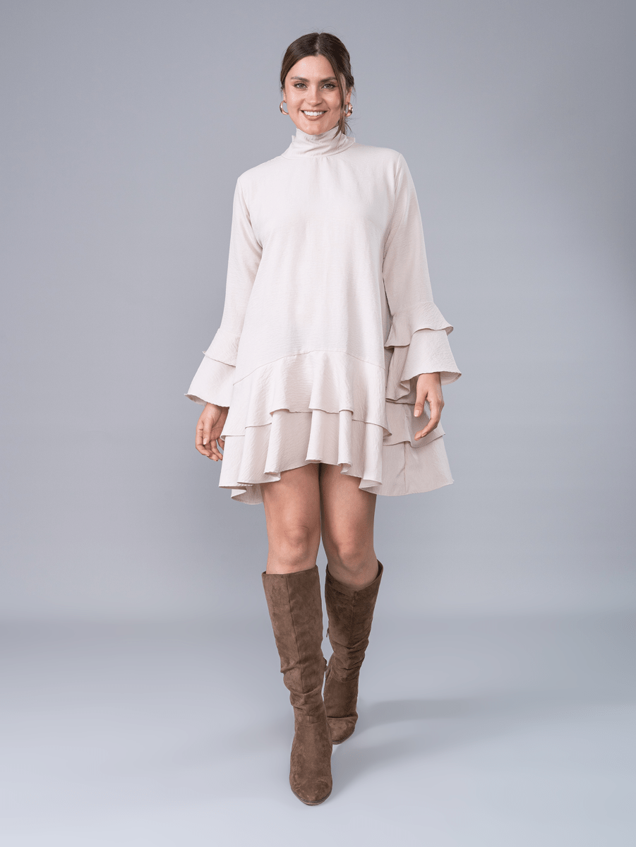 Vestido Corto Emilia Beige - Vestido de La Matier