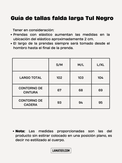 Falda Larga Tull Negro