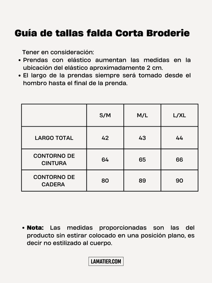 Falda Corta Broderie Negra