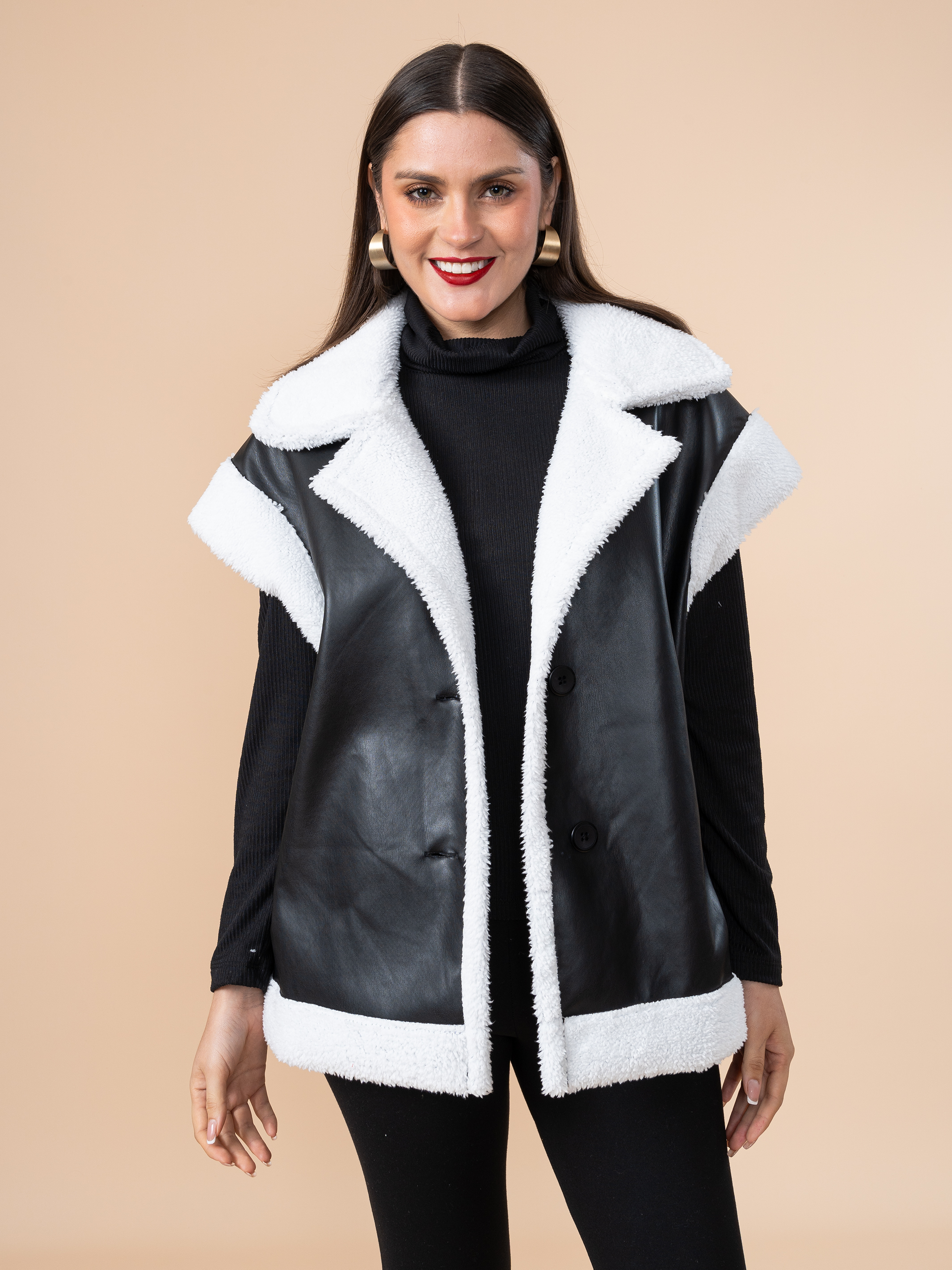 Chaleco Efecto Piel Aurora Negro