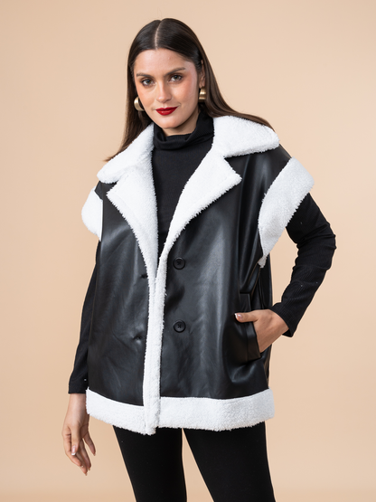 Chaleco Efecto Piel Aurora Negro
