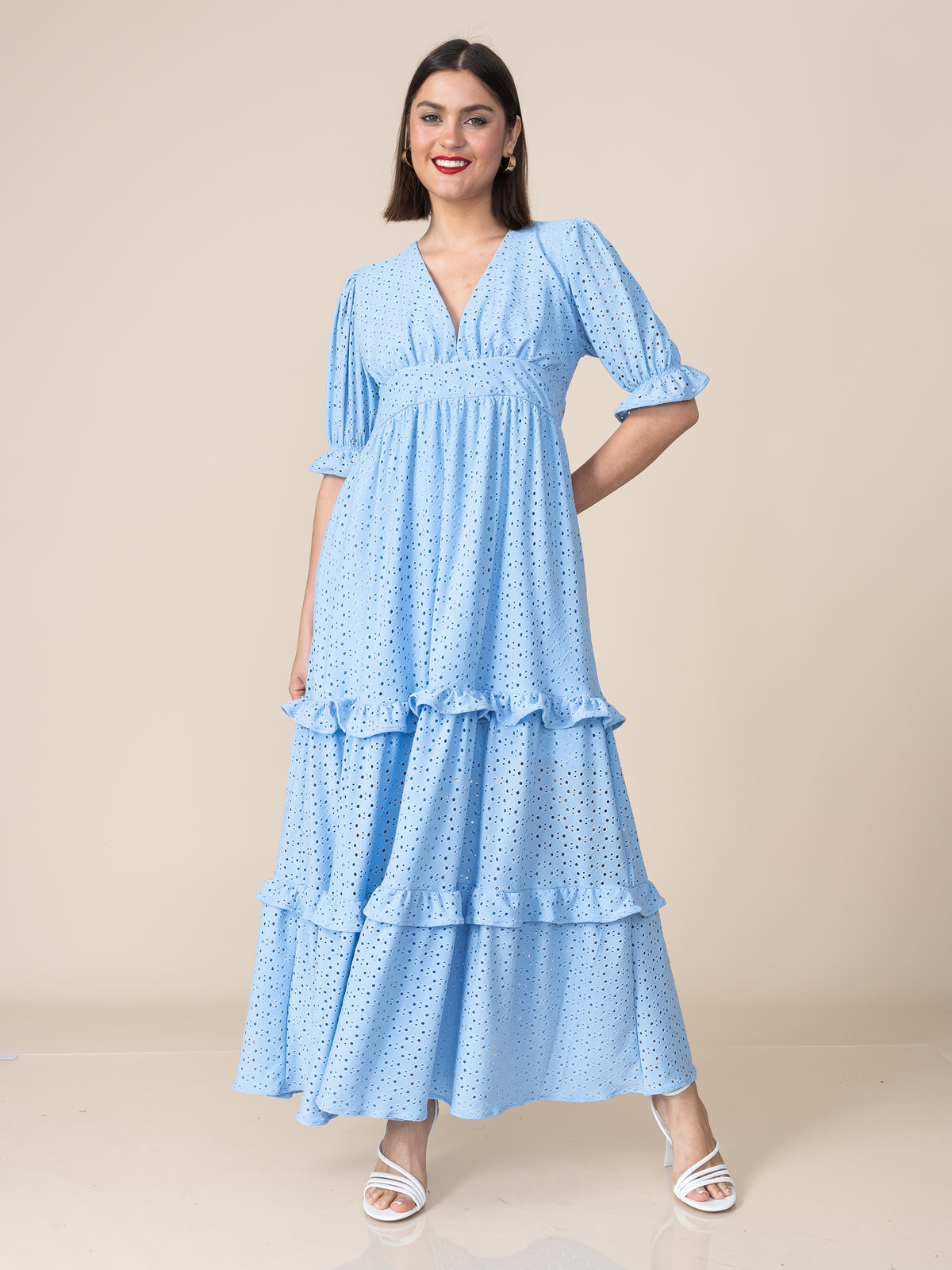 Vestido de Broderie 125 Celeste