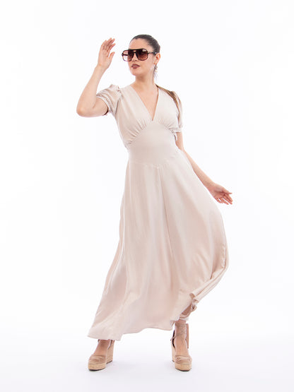 Vestido Helena Polka Beige