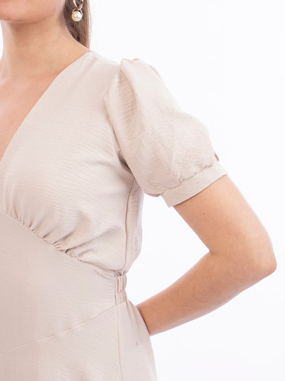 Vestido Helena Polka Beige