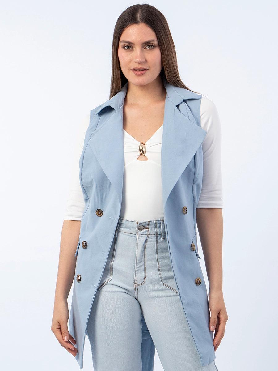 Chaleco Trench Celeste