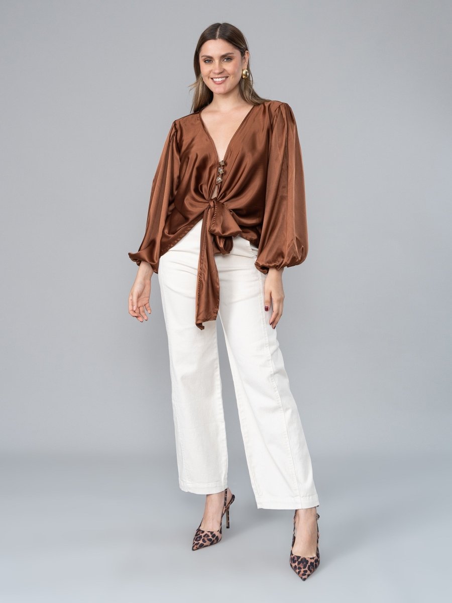 Blusa Lissy Marrón en Seda - BLUSA de La Matier