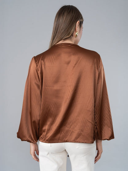 Blusa Lissy Marrón en Seda - BLUSA de La Matier