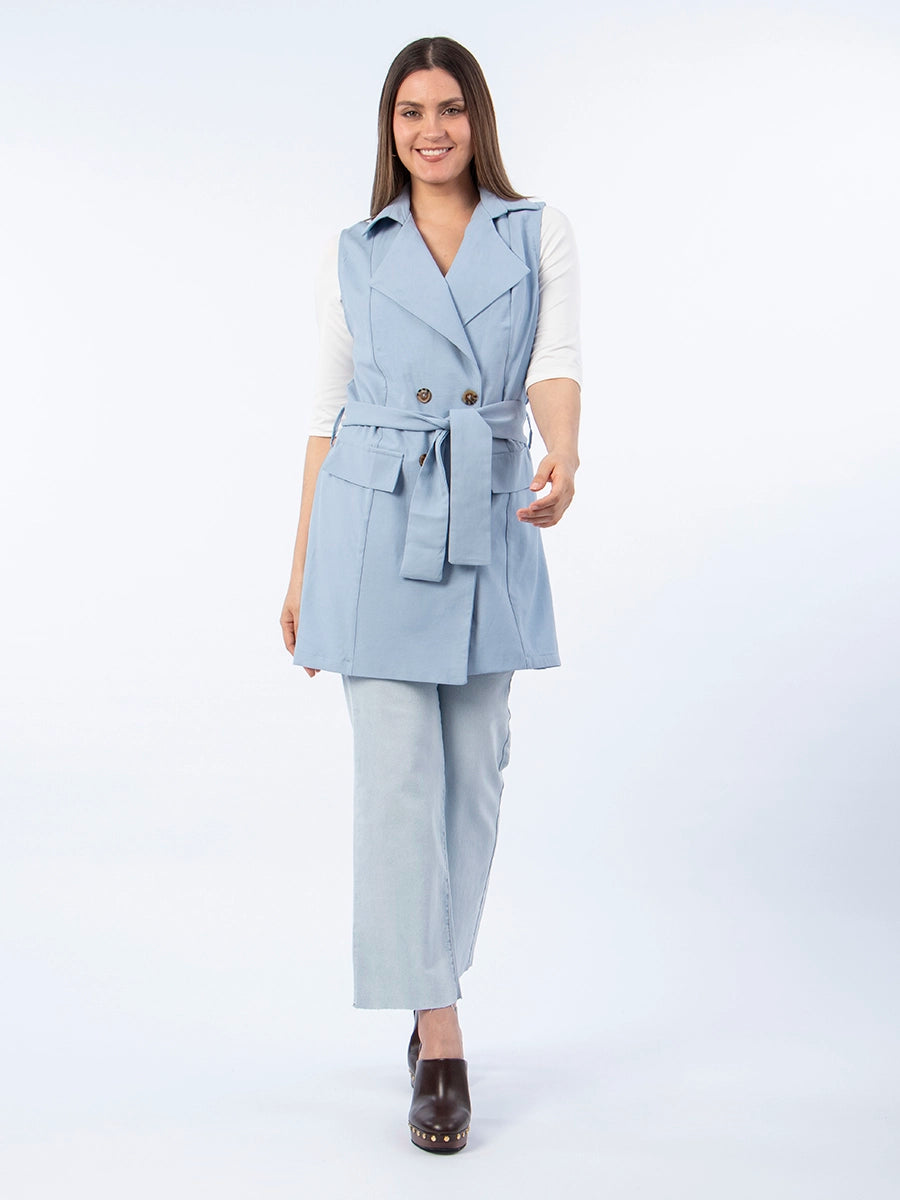 Chaleco Trench Celeste