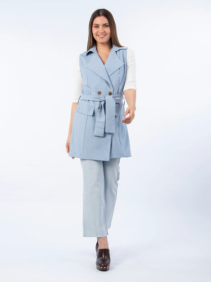 Chaleco Trench Celeste