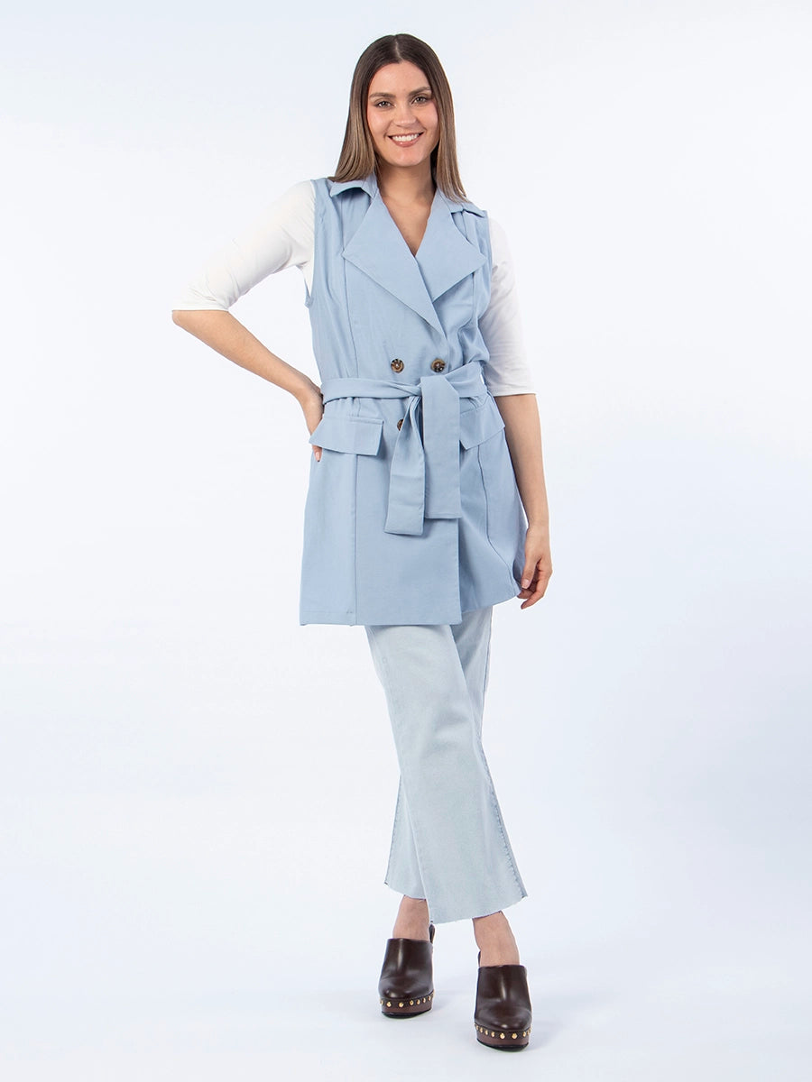 Chaleco Trench Celeste