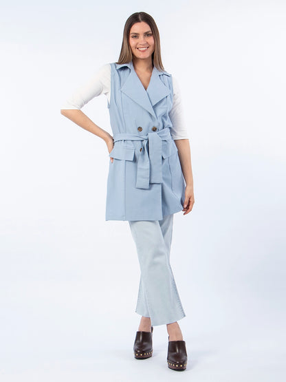 Chaleco Trench Celeste