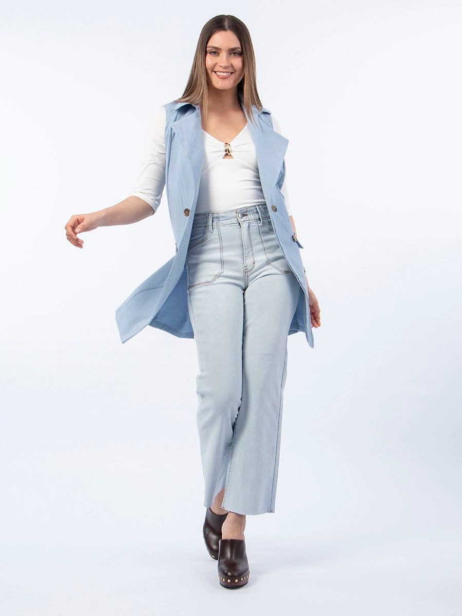 Chaleco Trench Celeste