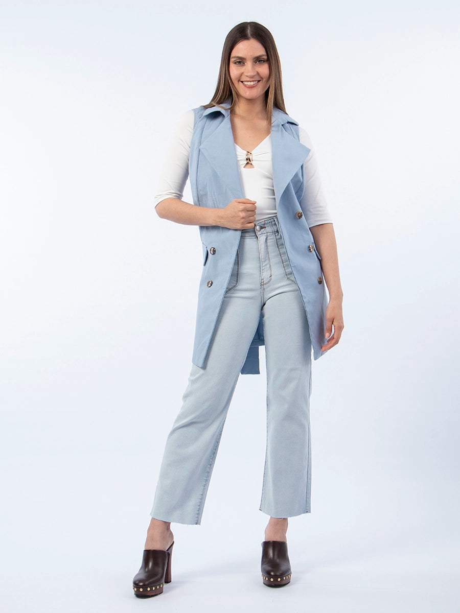 Chaleco Trench Celeste
