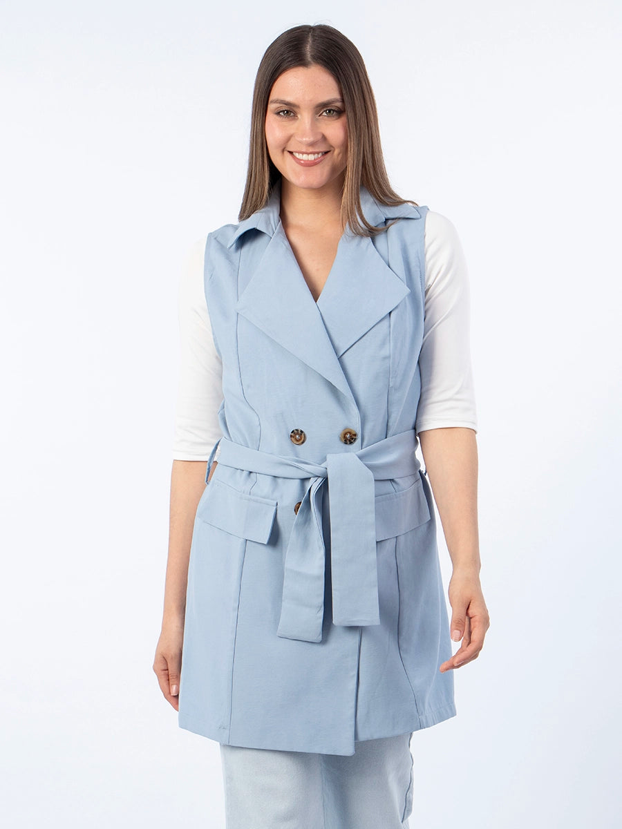 Chaleco Trench Celeste