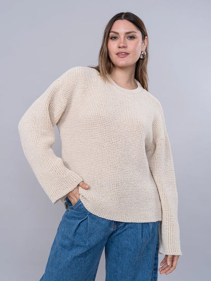 Chompa Tejida de Alpaca Beige - Chompa de La Matier