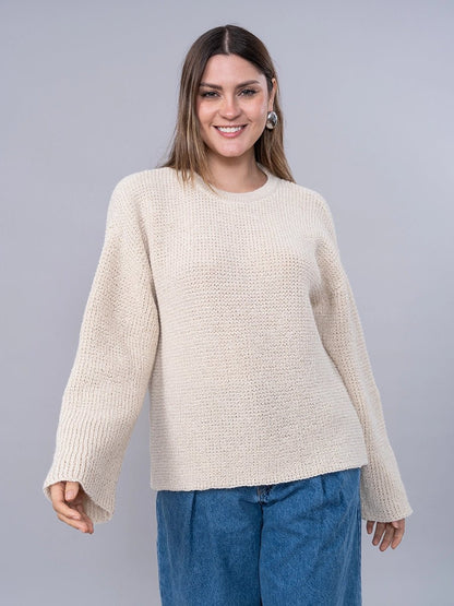 Chompa Tejida de Alpaca Beige - Chompa de La Matier