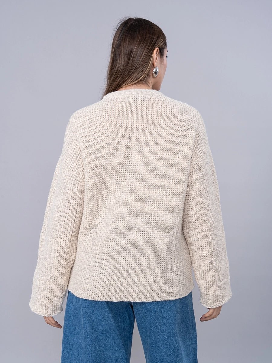 Chompa Tejida de Alpaca Beige - Chompa de La Matier