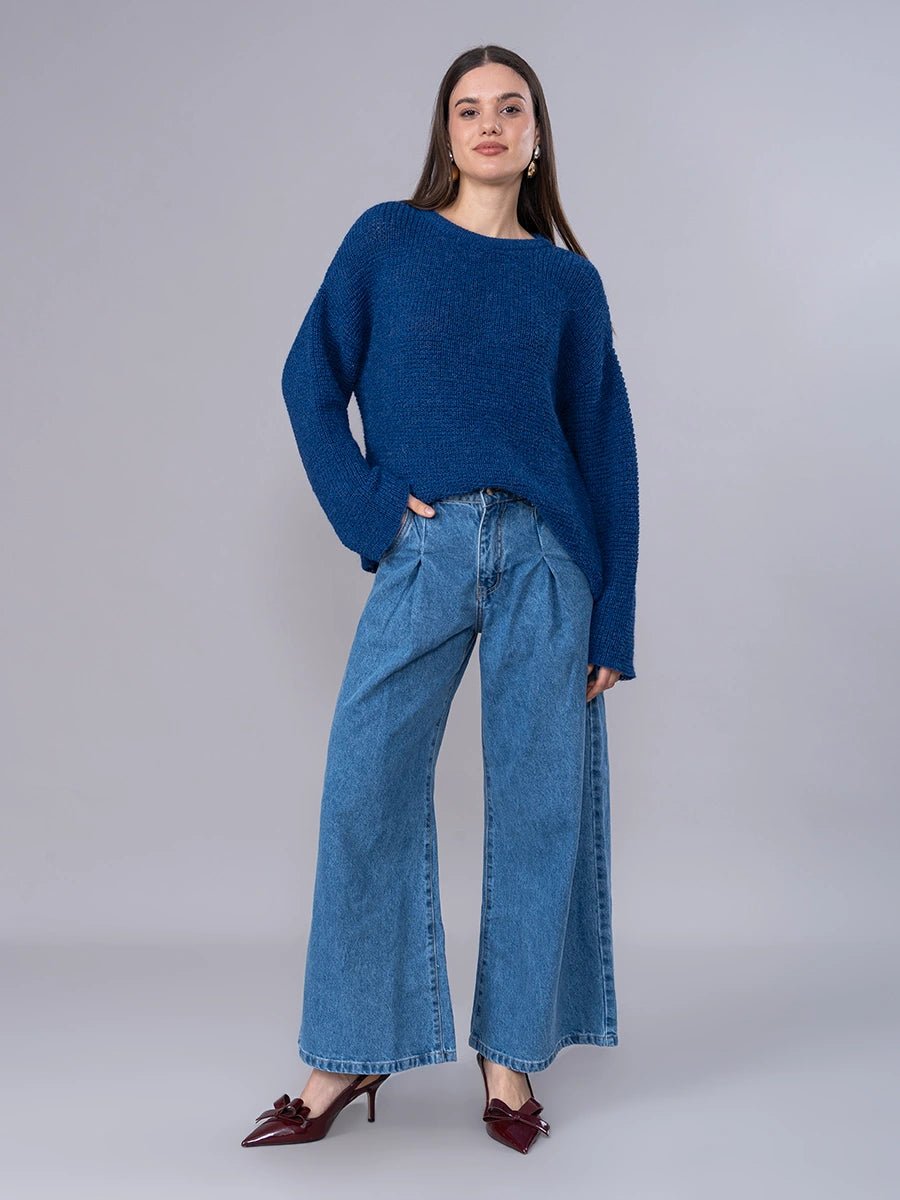 Chompa Tejida en Alpaca Azul - Chompa de La Matier
