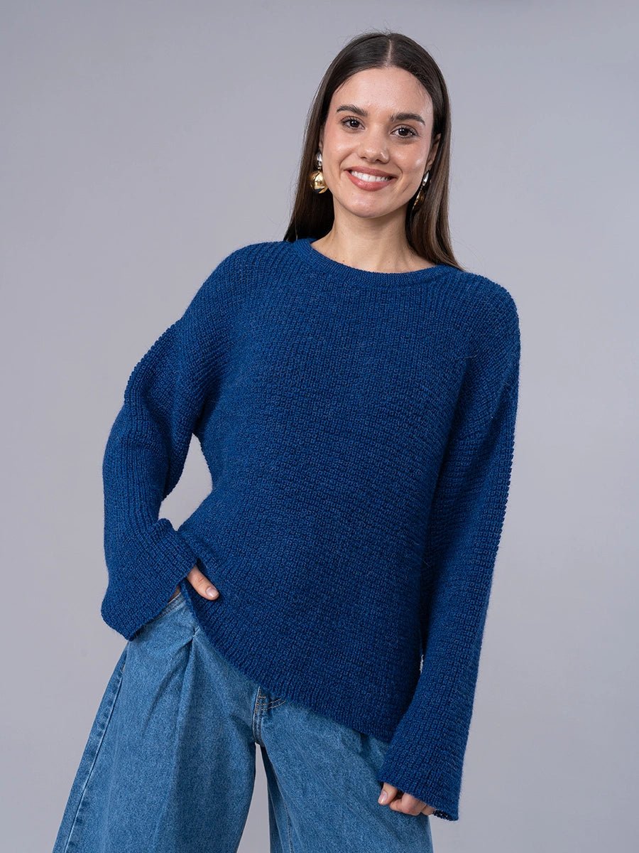 Chompa Tejida en Alpaca Azul - Chompa de La Matier