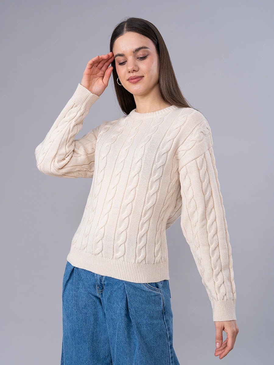 Chompa Tejida Frida Beige - Chompa de La Matier