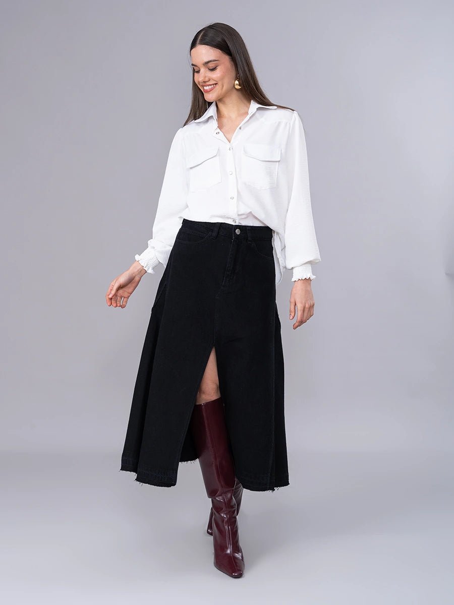 Falda Denim Carla Negro - Falda de La Matier