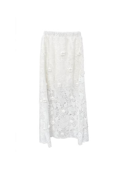 Falda Larga Bordado Alexia Blanco