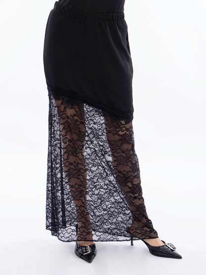 Falda Larga Tull Negro