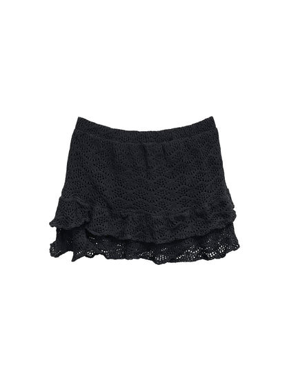 Falda Corta Tejida Negro