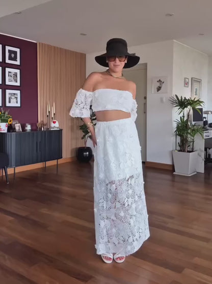 Top Corto Bordado Alexia Blanco