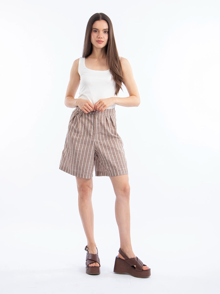 Short Isabel Marrón Rayas Blancas