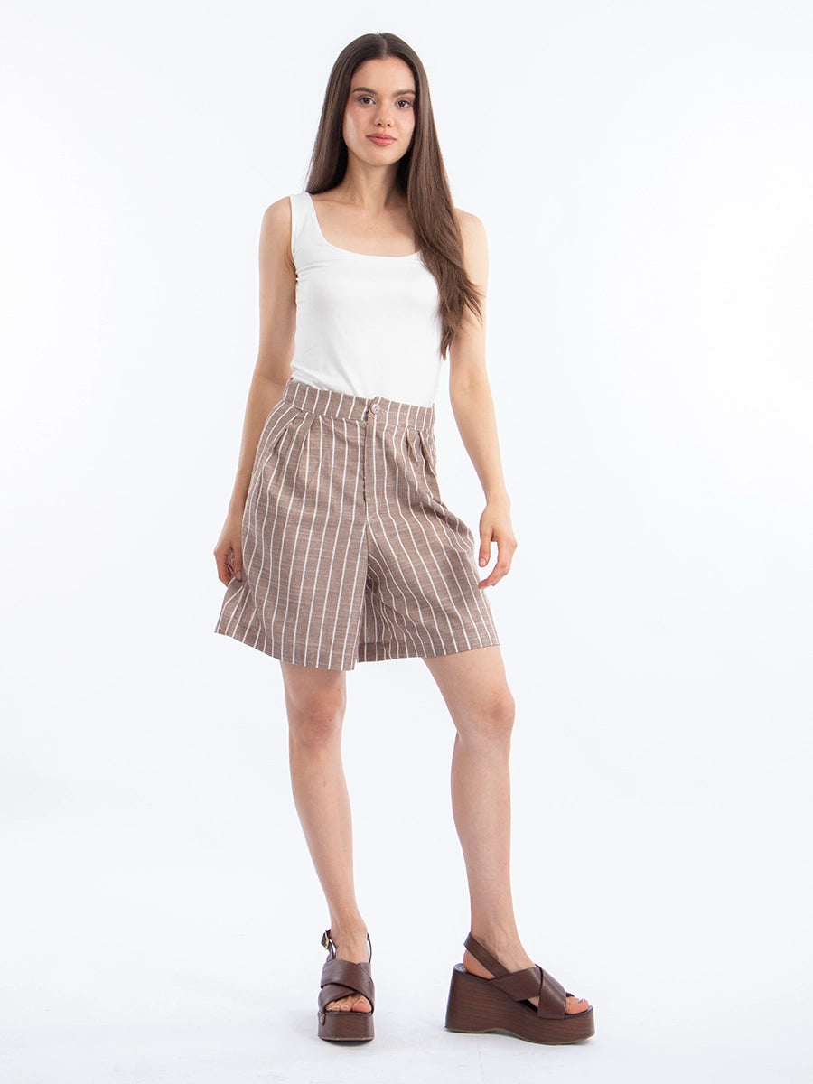 Short Isabel Marrón Rayas Blancas