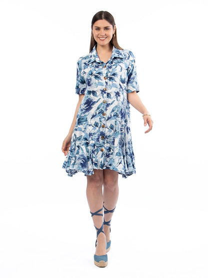 Vestido Aura Estampado Azul