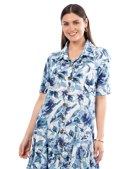 Vestido Aura Estampado Azul