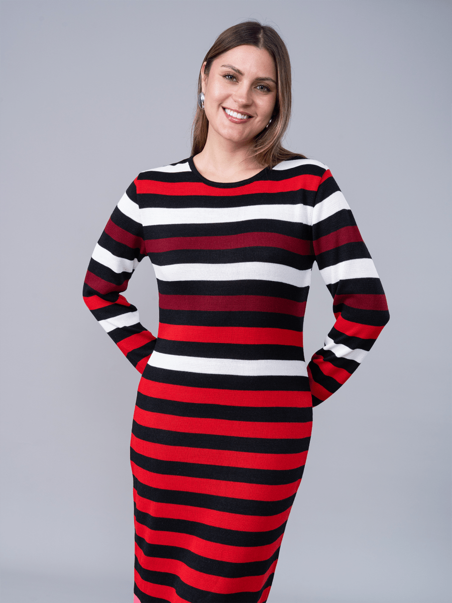 Vestido Tejido Melissa Rojo Rayas - Vestido de La Matier