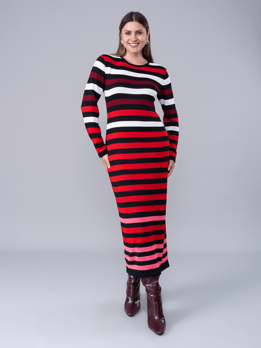 Vestido Tejido Melissa Rojo Rayas - Vestido de La Matier