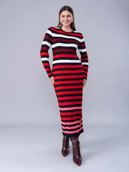 Vestido Tejido Melissa Rojo Rayas - Vestido de La Matier