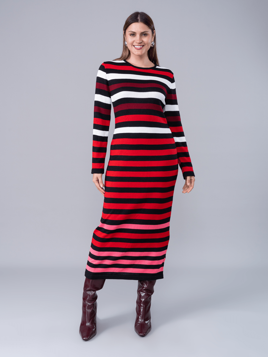 Vestido Tejido Melissa Rojo Rayas - Vestido de La Matier