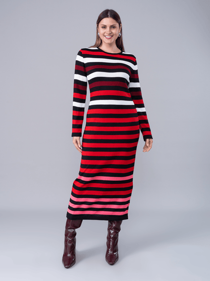 Vestido Tejido Melissa Rojo Rayas - Vestido de La Matier