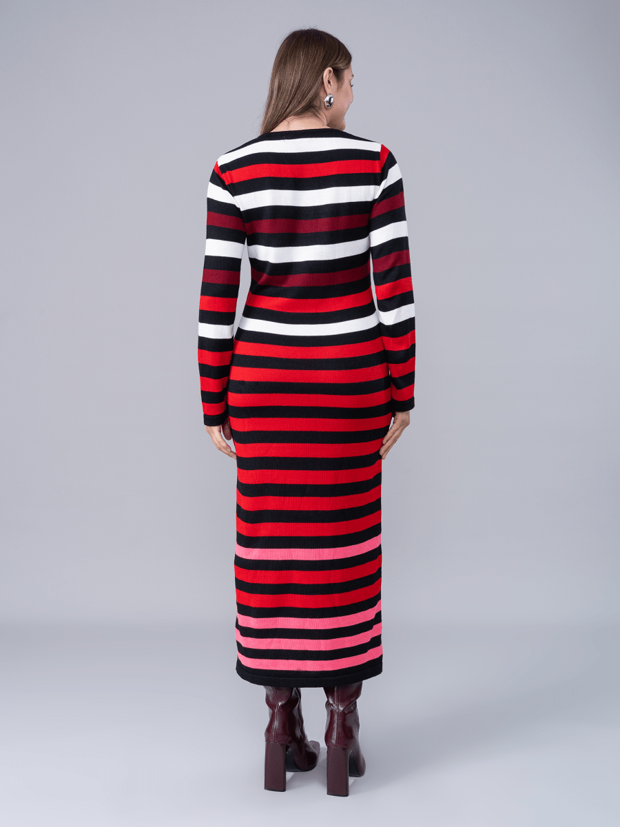 Vestido Tejido Melissa Rojo Rayas - Vestido de La Matier