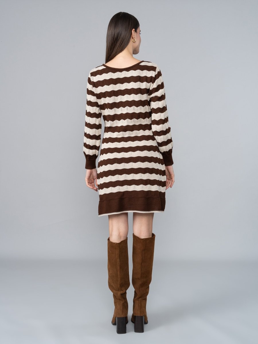 Vestido Tejido Naty Marrón/Beige - Vestido de La Matier